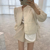 Alien Kitty Eleganta, masīva īsa jaka sievietēm korejiešu stilā, 2021. gada jauns rudens ziemas parks, brīvs, ikdienišķs sieviešu mētelis ar V veida kakla izgriezumu