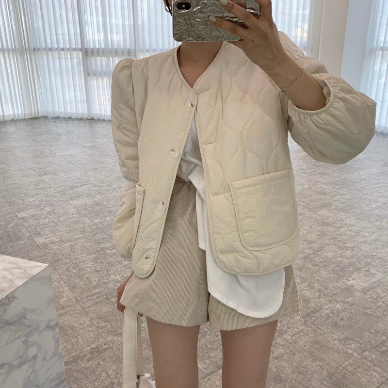 Alien Kitty Eleganta, masīva īsa jaka sievietēm korejiešu stilā, 2021. gada jauns rudens ziemas parks, brīvs, ikdienišķs sieviešu mētelis ar V veida kakla izgriezumu