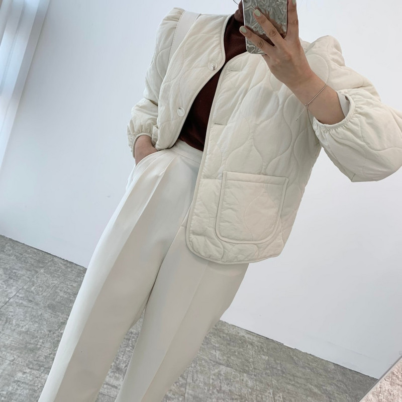 Alien Kitty Eleganta, masīva īsa jaka sievietēm korejiešu stilā, 2021. gada jauns rudens ziemas parks, brīvs, ikdienišķs sieviešu mētelis ar V veida kakla izgriezumu