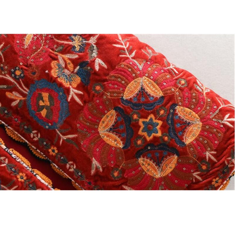 Vintage φθινοπωρινές παγιέτες λουλουδάτο κέντημα Βελούδινο γυναικείο γιλέκο 2020 Μόδα αμάνικη ζακέτα Γυναικεία πανωφόρια casual γιλέκο