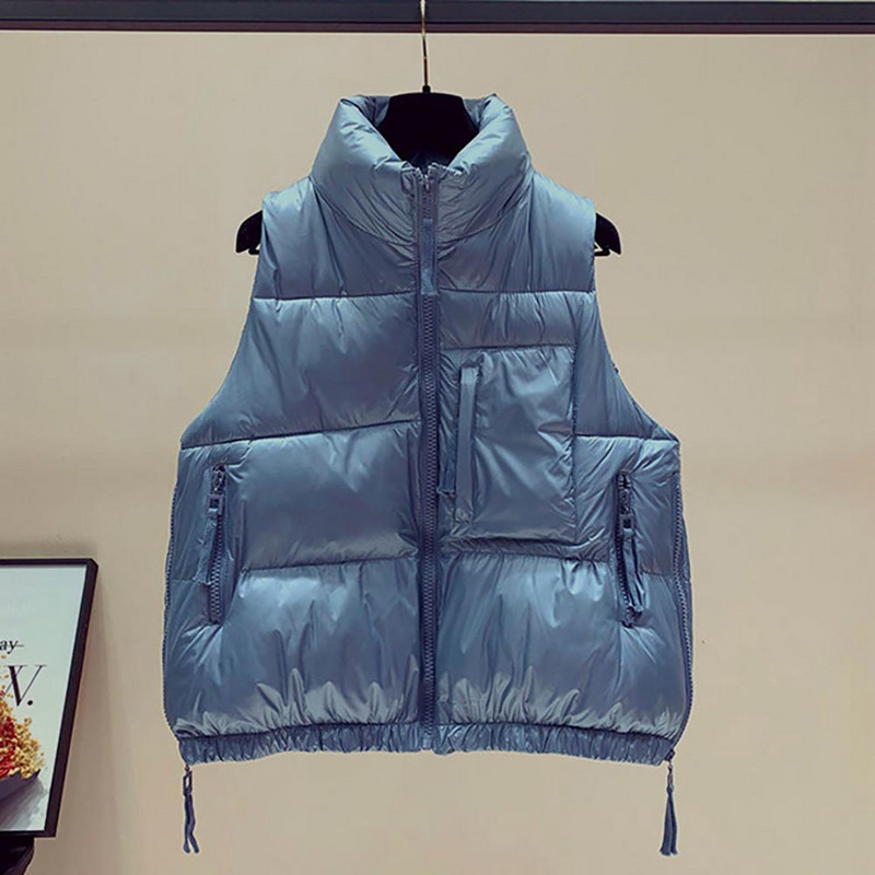 PinkyIsBlack sieviešu ziemas veste, cieta, rāvējslēdzēja, apkakles kabatas. Sieviešu jaka bez piedurknēm, brīva veste sievietēm