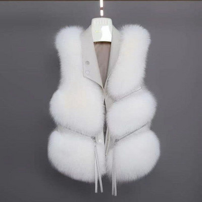 Mākslīgās kažokādas veste sieviešu mētelis ar atloku bez piedurknēm sprādzes Slim Fit Teddy mētelis 2021 High street plīša kažokādas viengabala jaka