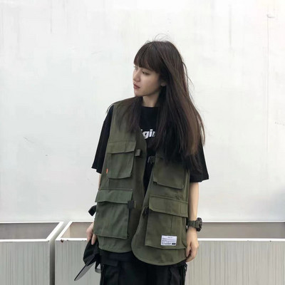 Vestes Pāris Sieviešu Kabatas Dizains Krava Jauni Tīņi Japānas Stils Bezpiedurknēm Koledža Unisex Vasaras Apģērbi Karstā Izpārdošana Harajuku