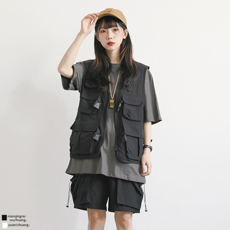 Vestes Pāris Sieviešu Kabatas Dizains Krava Jauni Tīņi Japānas Stils Bezpiedurknēm Koledža Unisex Vasaras Apģērbi Karstā Izpārdošana Harajuku