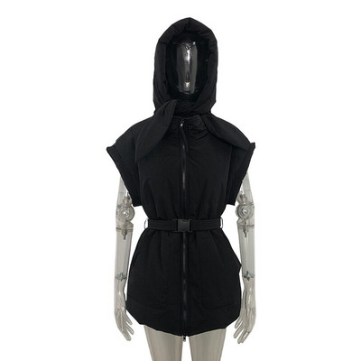 Modes Statīvs Apkakles Vestes Sievietēm Eleganta Piesaites jostas jostasvietas Mēteļi Sievietēm Parausta plecus Rāvējslēdzējs Ikdienas kabatas Pavasara vestes Sieviešu