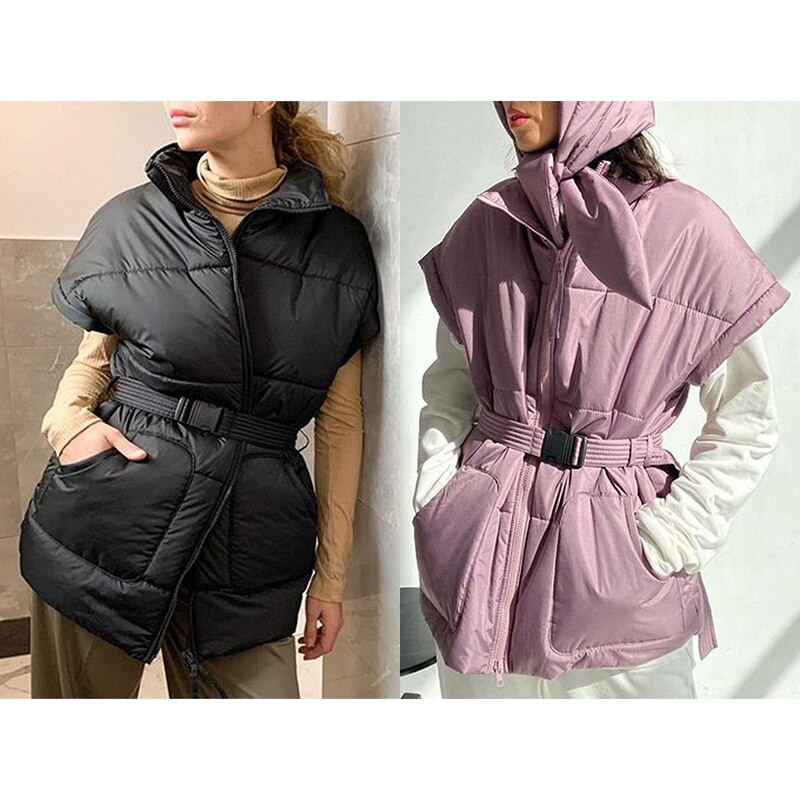 Modes Statīvs Apkakles Vestes Sievietēm Eleganta Piesaites jostas jostasvietas Mēteļi Sievietēm Parausta plecus Rāvējslēdzējs Ikdienas kabatas Pavasara vestes Sieviešu