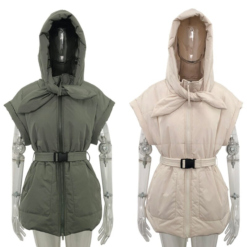 Modes Statīvs Apkakles Vestes Sievietēm Eleganta Piesaites jostas jostasvietas Mēteļi Sievietēm Parausta plecus Rāvējslēdzējs Ikdienas kabatas Pavasara vestes Sieviešu