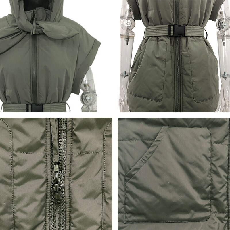 Modes Statīvs Apkakles Vestes Sievietēm Eleganta Piesaites jostas jostasvietas Mēteļi Sievietēm Parausta plecus Rāvējslēdzējs Ikdienas kabatas Pavasara vestes Sieviešu