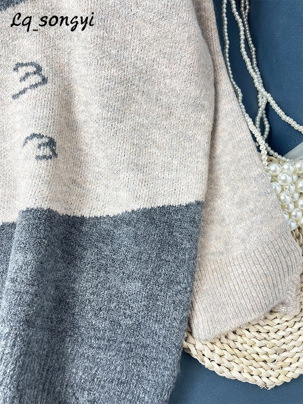 Lielizmēra kaķu džemperis, žakarda trikotāžas džemperi, 2022. gada rudens ziemas Kawaii džemperis ar apkakli Lq_songyi LQ9