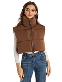 Μόδα φθινοπωρινό σταντ γιακά Βαμβακερά γιλέκα Γυναικεία Κομψά μασίφ απλά παλτό με φερμουάρ Γυναικεία καθημερινά ψηλόμεσα γιλέκα Γυναικεία