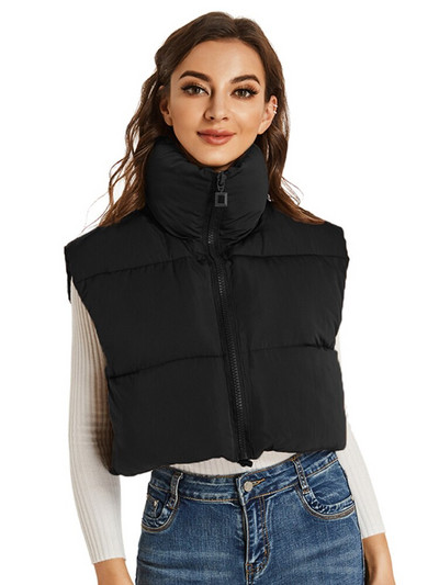 Μόδα φθινοπωρινό σταντ γιακά Βαμβακερά γιλέκα Γυναικεία Κομψά μασίφ απλά παλτό με φερμουάρ Γυναικεία καθημερινά ψηλόμεσα γιλέκα Γυναικεία