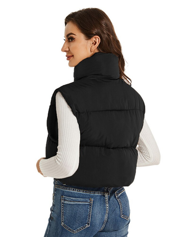 Μόδα φθινοπωρινό σταντ γιακά Βαμβακερά γιλέκα Γυναικεία Κομψά μασίφ απλά παλτό με φερμουάρ Γυναικεία καθημερινά ψηλόμεσα γιλέκα Γυναικεία