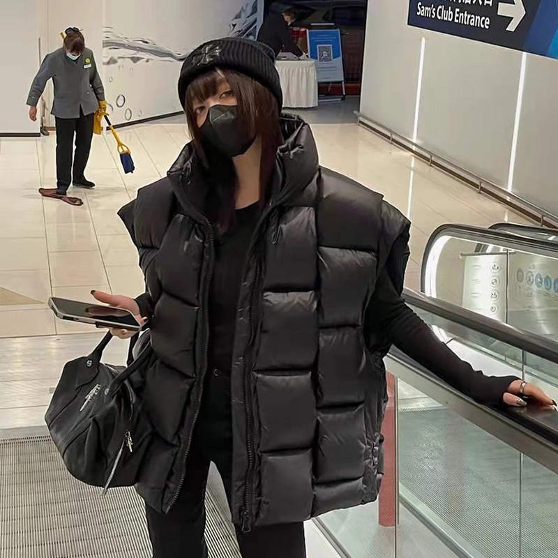 2022. gada ziemas veste, jauna mode, austa raksts, silts, 100% balta dūnu veste, sieviešu zaļa, brīvas vestes bez piedurknēm.