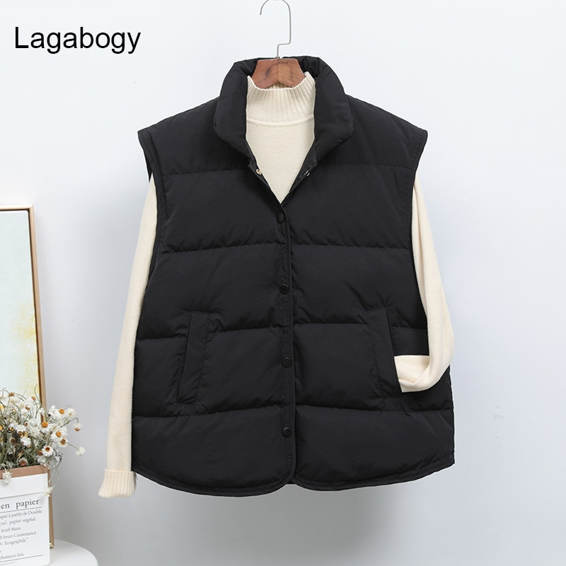 Lagabogy 2022, jauna ziemas sieviešu īpaši viegla dūnu veste, sieviešu ikdienas brīva veste, balts pīles dūnu mētelis ar vienrindu