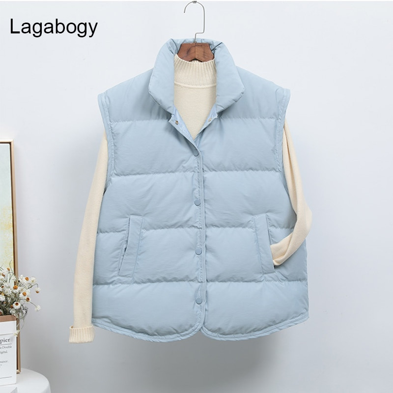 Lagabogy 2022, jauna ziemas sieviešu īpaši viegla dūnu veste, sieviešu ikdienas brīva veste, balts pīles dūnu mētelis ar vienrindu