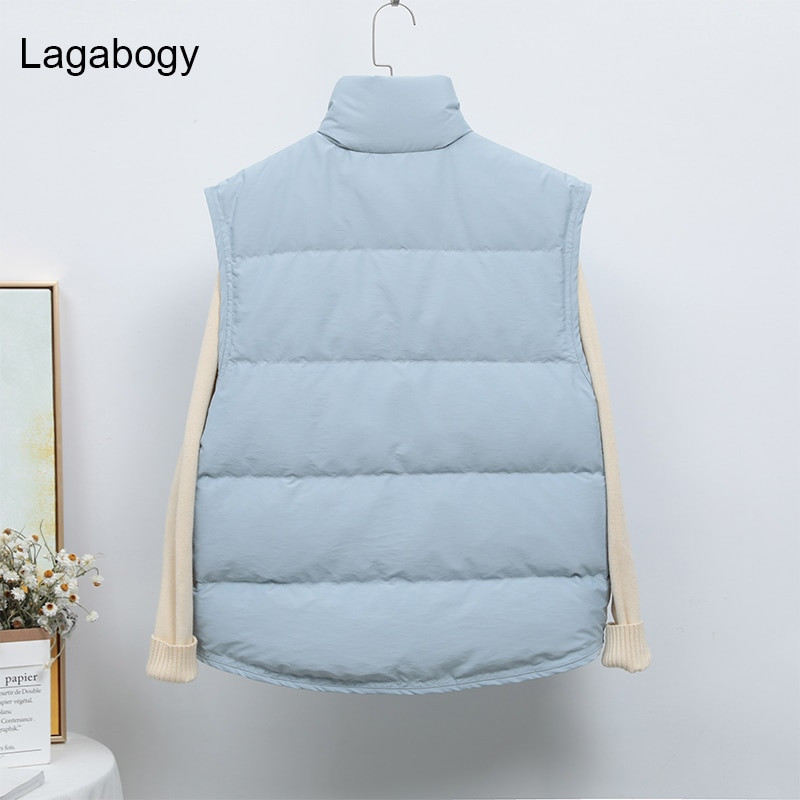 Lagabogy 2022, jauna ziemas sieviešu īpaši viegla dūnu veste, sieviešu ikdienas brīva veste, balts pīles dūnu mētelis ar vienrindu