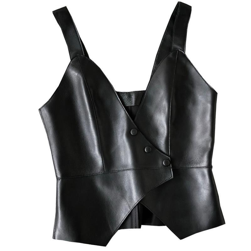 Sieviešu ielas modes PU mākslīgās ādas neregulāras apakšmalas veste ar rāvējslēdzēju