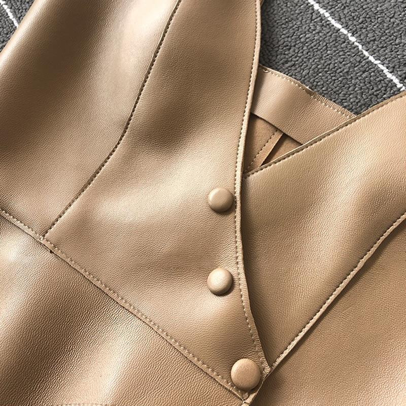 Sieviešu ielas modes PU mākslīgās ādas neregulāras apakšmalas veste ar rāvējslēdzēju