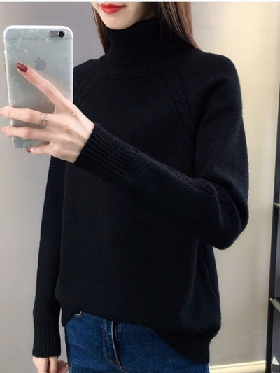 Sabiezināts rudens ziemas džemperis ar augstu kakla izgriezumu, sieviešu džemperis ar garām piedurknēm, 2022. gada jauns sieviešu džemperis, lielizmēra sieviešu džemperis