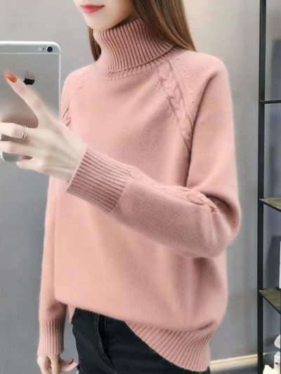 Sabiezināts rudens ziemas džemperis ar augstu kakla izgriezumu, sieviešu džemperis ar garām piedurknēm, 2022. gada jauns sieviešu džemperis, lielizmēra sieviešu džemperis