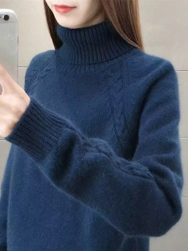 Sabiezināts rudens ziemas džemperis ar augstu kakla izgriezumu, sieviešu džemperis ar garām piedurknēm, 2022. gada jauns sieviešu džemperis, lielizmēra sieviešu džemperis