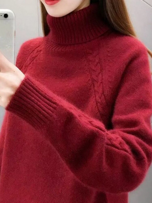 Sabiezināts rudens ziemas džemperis ar augstu kakla izgriezumu, sieviešu džemperis ar garām piedurknēm, 2022. gada jauns sieviešu džemperis, lielizmēra sieviešu džemperis