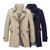 Ανδρικά Business Long Trench Casual Single Breasted Windbreaker Fashion Φθινοπωρινά μπουφάν πέτο Ανδρικά νέα λεπτά κορεάτικα πανωφόρια