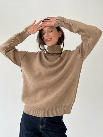 Džemper s dolčevitom Ženski preveliki pleteni pulover Ženska majica dugih rukava Ženska zimska topla deblja pletenina Sueter Feminino