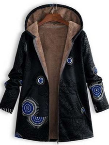 2021 ново дамско зимно топло яке с качулка с цветя и щампа с цветя, ретро големи палта, зимно подплатено яке, дамски паркове