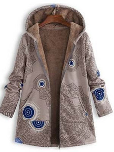 2021 ново дамско зимно топло яке с качулка с цветя и щампа с цветя, ретро големи палта, зимно подплатено яке, дамски паркове