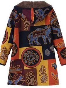 2021 ново дамско зимно топло яке с качулка с цветя и щампа с цветя, ретро големи палта, зимно подплатено яке, дамски паркове