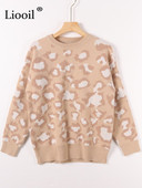 Πουλόβερ με ζεστό πλεκτό λεοπάρ Γυναικείο πουλόβερ Vintage πουλόβερ με μακρυμάνικο πλεκτό πουλόβερ φθινόπωρο, χειμωνιάτικο φαρδύ πουλόβερ