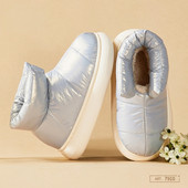 Aranyos plüss pamut cipők Női téli csizmák kültéri csúszásmentes könnyű lefelé szabadidő női hócipő platform melegen tartó lábbelik