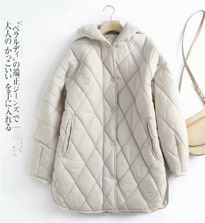 2022 Νέα χειμερινή μόδα oversize Vintage καρό με κουκούλα Parka Γυναικείες casual τσέπες Βαμβακερά μπουφάν Παλτό Φαρδιά μακριά γυναικεία ρούχα