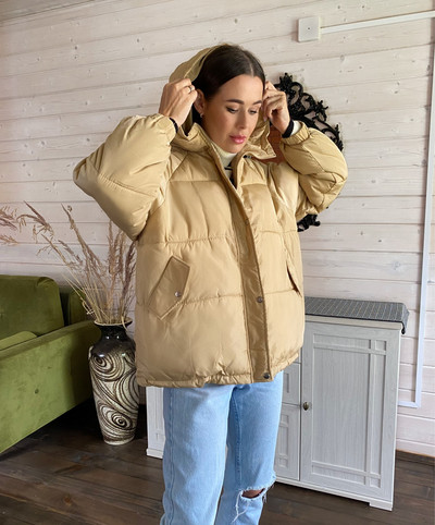 Sieviešu īsā jaka Ziemas bieza kapuce, kokvilnas polsterēti mēteļi, sieviešu korejiešu, vaļīgi puferi parki Sieviešu liela izmēra virsdrēbes