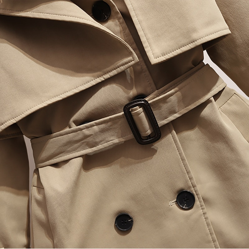 Heliar rudens sieviešu īss mētelis ikdienas ielas apģērbs ar dubulto jostu sieviešu mēteļi Britu vēja brīvi pieguļoši ārdrēbes