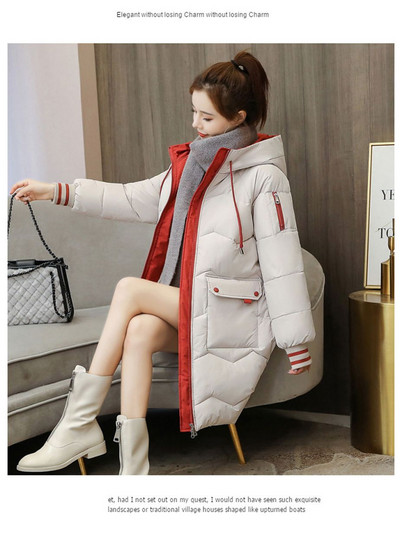 Vielleicht dūnu jakas Sieviešu ziemas mētelis Sieviešu parkas ar kapuci silta ziemas jaka mētelis kokvilnas polsterēta jaka -3XL