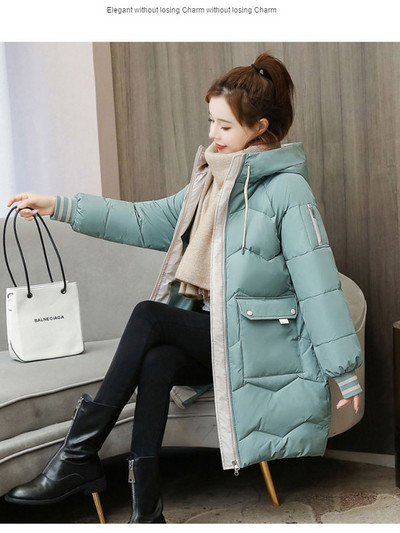 Vielleicht dūnu jakas Sieviešu ziemas mētelis Sieviešu parkas ar kapuci silta ziemas jaka mētelis kokvilnas polsterēta jaka -3XL