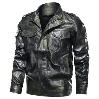 Ανδρικό τζάκετ Classical Motocycle 2022 Winter Fleece Thick Ανδρικό Δερμάτινο Μπουφάν κινητήρα Φθινοπωρινό Μπουφάν με φερμουάρ Ανδρικό παλτό ποδηλασίας Μέγεθος 5XL