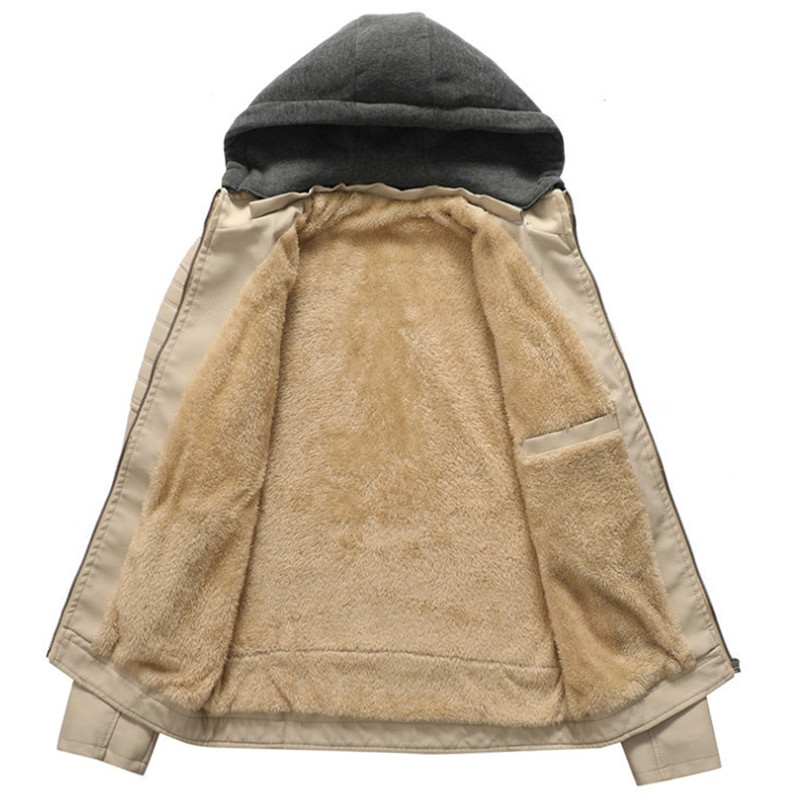 Vīriešu flīsa oderējums PU ādas jakas Mēteļi ar kapuci Rudens ziemas ikdienas motociklistu jaka vīriešiem vējjakas motociklistu jakas