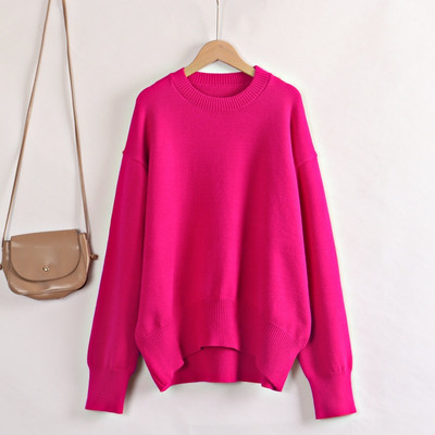 GIGOGOU Lielizmēra O veida kakla rudens ziemas sieviešu džemperis Modes trikotāžas brīvs gadījuma džemperis Hight Street Sieviešu džemperis