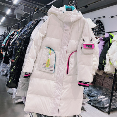 Sister Fara Γυναικείο τζάκετ πουπουλένιο γιακά με λευκή πάπια γυαλιστερό, χαλαρό μπουφάν με κουκούλα Parka Χειμερινό Γυναικείο παλτό ζεστό