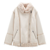 2022. gada rudens un ziemas jauns biezināts sieviešu apģērbs Divpusējs jēra samta kažoks Brieža ādas samta jaka Kokvilnas apģērbs