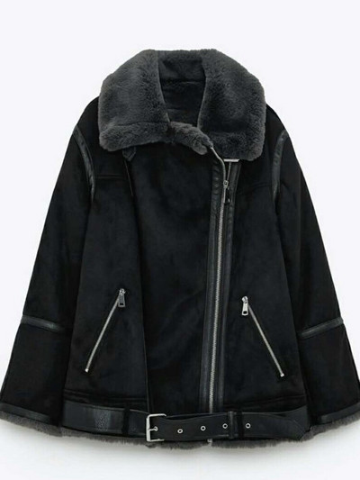 2022. gada rudens un ziemas jauns biezināts sieviešu apģērbs Divpusējs jēra samta kažoks Brieža ādas samta jaka Kokvilnas apģērbs