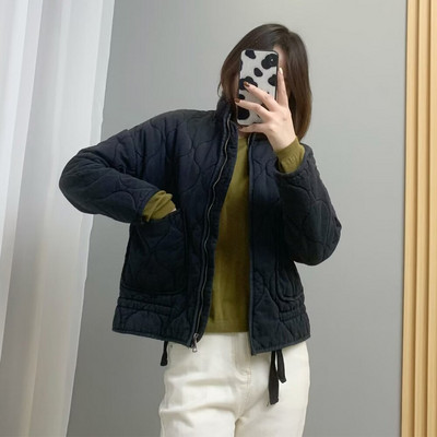 BM&MD&ZA Γυναικεία τσέπη χειμερινής μόδας 2022 με κορδόνι Ζεστό βαμβακερό παλτό Vintage μακρυμάνικο φερμουάρ Γυναικεία πανωφόρια κομψά μπλουζάκια