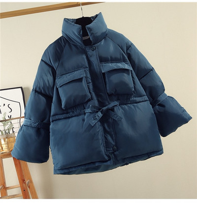 Leiouna Biezs Silts Hip-hop Kokvilnas Piedurknes Rāvējslēdzējs Jauni Topi Jakas Slim kabatas 2020 Mode Sieviešu ziemas Parka Sievietēm