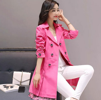 Trencis Sieviešu poga ar divrindu mežģīnēm Sieviešu pavasara un rudens mēteļi 11 krāsu vējjaka virsdrēbes, izmērs M-3XL, ielas apģērbs