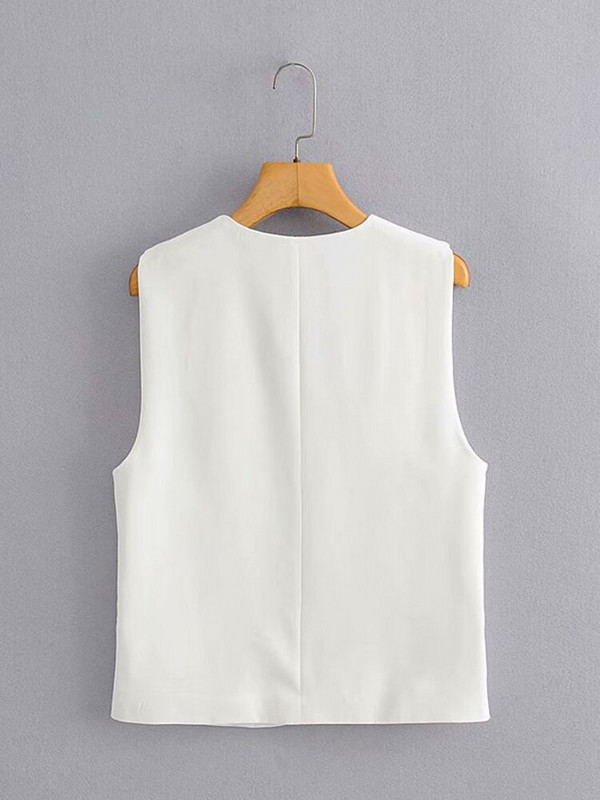 DUOPERI Ženska modna jakna bez rukava Ležerna jakna Uredski ženski prsluk Ulična odjeća Ženski prsluk Gornje majice veste femme