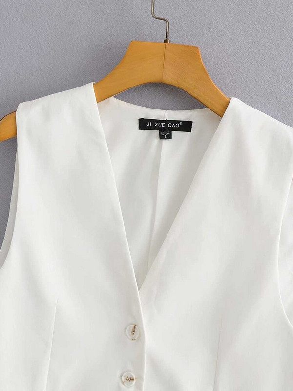 DUOPERI Ženska modna jakna bez rukava Ležerna jakna Uredski ženski prsluk Ulična odjeća Ženski prsluk Gornje majice veste femme