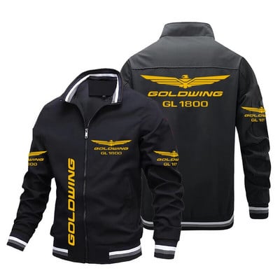 Rudens Honda Motorcycle vīriešu jakas Honda Gold Wing GL1800 Print Bomber jaka Modes beisbola uniforma vīriešu apģērba jaka